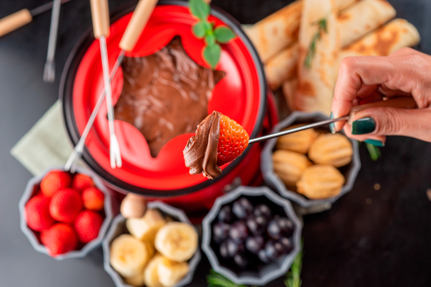 Fondue de chocolate con dulces Dulces El Guijo